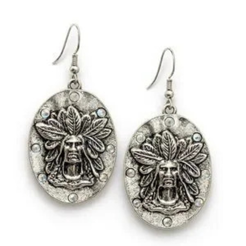 Silver Tribal Design Earrings